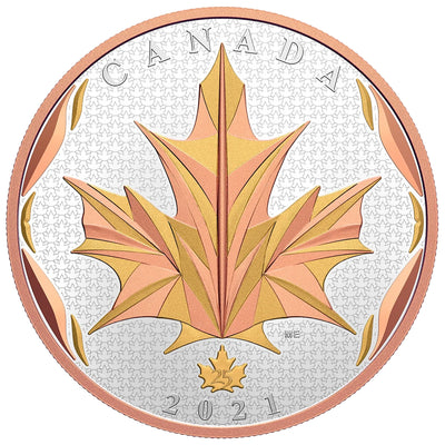 Canada 2021 $50 Maple Leaves in Motion .9999 Fine Silver Coin