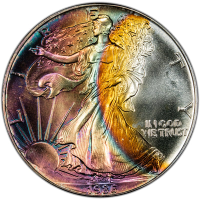 United States 1986 1oz .999 Fine Silver Eagle Coin - Incredibly Toned