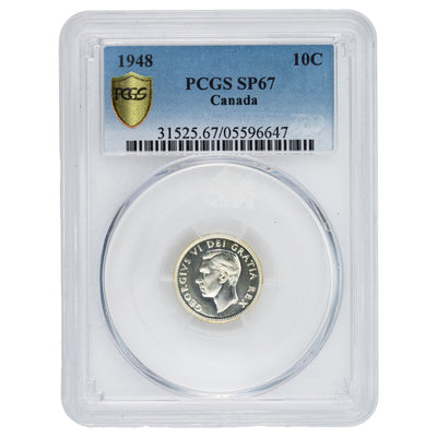 SOLD Canada 1948 10 Cents Dime Silver Coin - PCGS Specimen SP-67