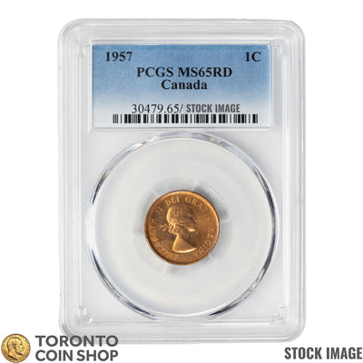 Canada 1957 1 Small Cent Coin - PCGS MS-65 Red