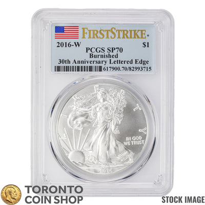 United States 2016-W Burnished $1 .999 Fine 1oz Silver Eagle - PCGS SP-70