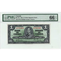 $1 1937 Bank of Canada Note Gordon-Towers D/M Prefix BC-21c - PMG Gem UNC-66 EPQ