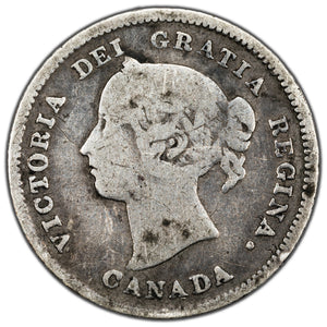 SOLD Canada 1884 5 Cents Silver Coin - Key Date - VG (minor damage)