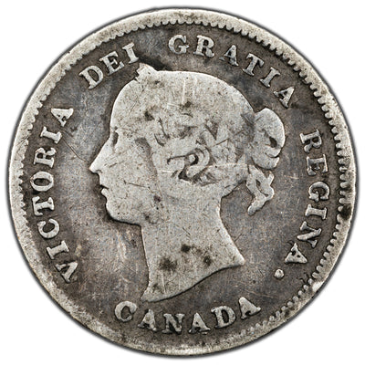 SOLD Canada 1884 5 Cents Silver Coin - Key Date - VG (minor damage)