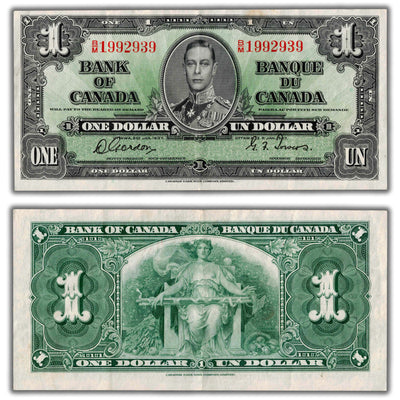 $1 1937 Bank of Canada Note Gordon-Towers B/M Prefix BC-21c - About EF