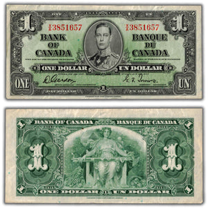 SOLD $1 1937 Bank of Canada Note Gordon-Towers X/A Prefix BC-21c - VF