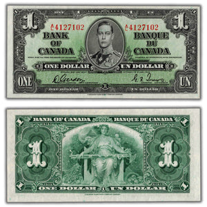 SOLD $1 1937 Bank of Canada Note Gordon-Towers A/L Prefix BC-21c - AU