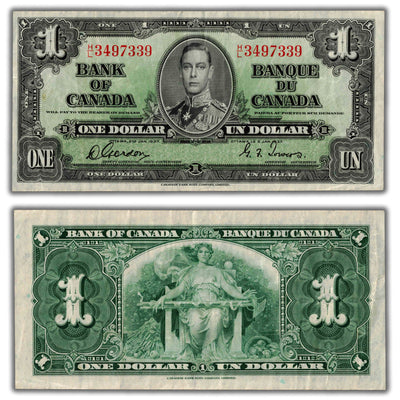 $1 1937 Bank of Canada Note Gordon-Towers H/L Prefix BC-21c - VF