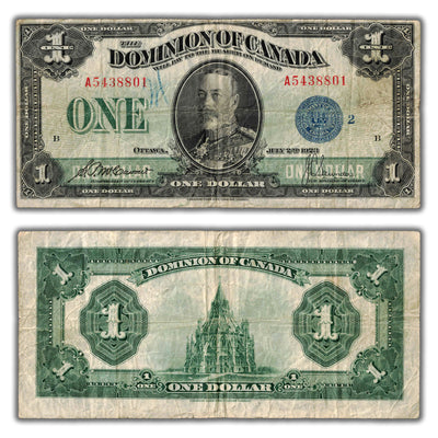 $1 1923 Dominion of Canada Note Blue Seal Series A DC-25h - Light Crayon