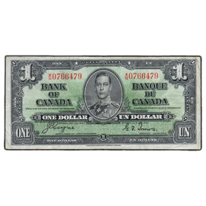 SOLD $1 1937 Bank of Canada Note W/N Better Prefix BC-21d - VF