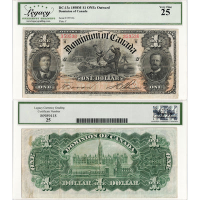 $1 1898 Dominion of Canada Note ONE's Outward Series M DC-13c - Legacy VF-25