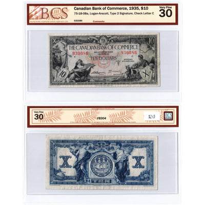$10 1935 Canadian Bank of Commerce Canada Chartered Note #75-18-08a - BCS VF-30