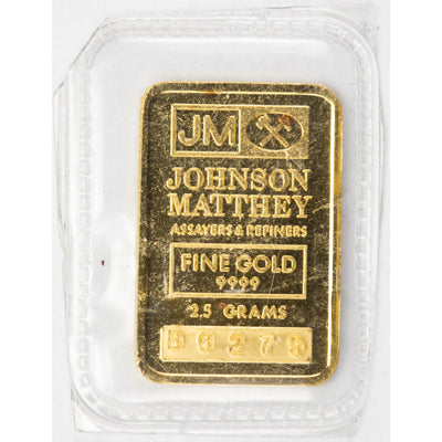 SOLD Johnson Matthey 2.5 Gram .9999 Gold Bar - Sealed Scarcer Weight