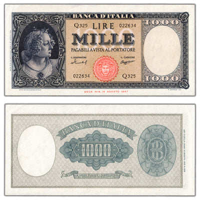 Italy 1947 1000 Lire Note P #83 - AU