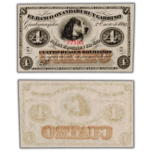 SOLD Argentina El Banco Oxandaburu Y Garbino 1869 4 Reales Note Remainder P #S1781r - UNC