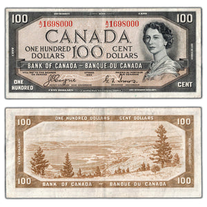 SOLD $100 1954 Bank of Canada Note Devil Face Coyne-Towers BC-35a - VF