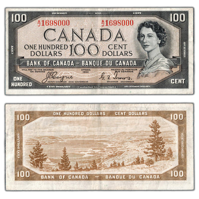 SOLD $100 1954 Bank of Canada Note Devil Face Coyne-Towers BC-35a - VF