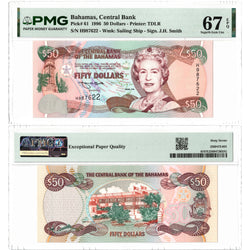 Bahamas 1996 $50 Fifty Dollars Note P #61 - PMG Superb Gem UNC-67 EPQ