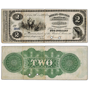 Jewett & Pitcher Merchants 1873 $2 Scrip Note NB #15-12-02-04 - VF