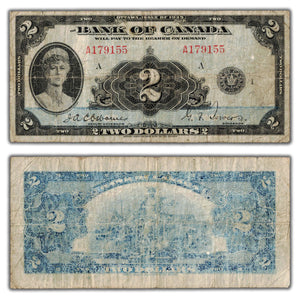 SOLD $2 1935 Bank of Canada Note English Text BC-3 - Faded Back