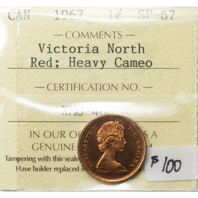 SOLD Canada 1967 1 Small Cent Coin - ICCS SP-67 Red HC Ex. Victoria North