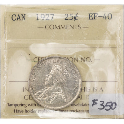 SOLD Canada 1927 25 Cents Quarter Silver Coin - EF-40