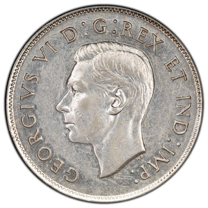 SOLD Canada 1945 50 Cents Half Dollar Silver Coin - Extra Fine - Die Break in Date