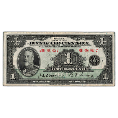 $1 1935 Bank of Canada Note English Text Letter B BC-1 - VF