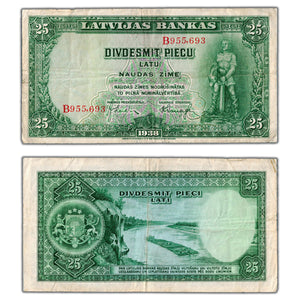 Latvia 1938 25 Latu Note P #21a - Circulated