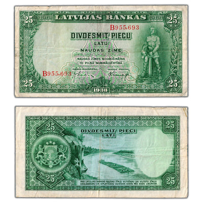 Latvia 1938 25 Latu Note P #21a - Circulated