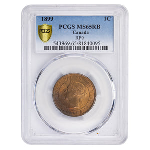 SOLD Canada 1899 Repunched 9 1 Large Cent Coin - ICCS MS-65 RB