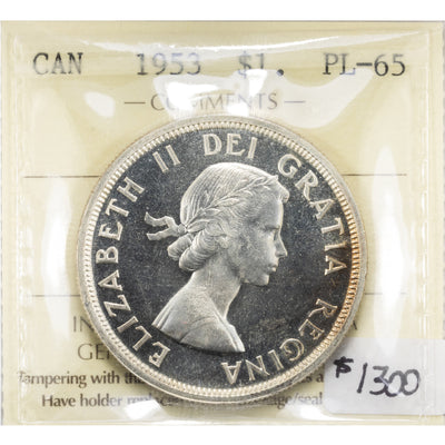 SOLD Canada 1953 SF $1 Silver Dollar Coin - ICCS PL-65 Cameo