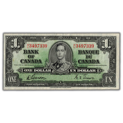 $1 1937 Bank of Canada Note Gordon-Towers H/L Prefix BC-21c - VF