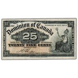 SOLD 25 Cents 1900 Dominion of Canada Note Shinplaster Boville DC-15b - VF