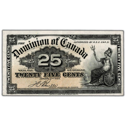 25 Cents 1900 Dominion of Canada Note Shinplaster Boville DC-15b - AU (pinholes)