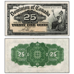 25 Cents 1900 Dominion of Canada Note Shinplaster Boville DC-15b - AU (pinholes)