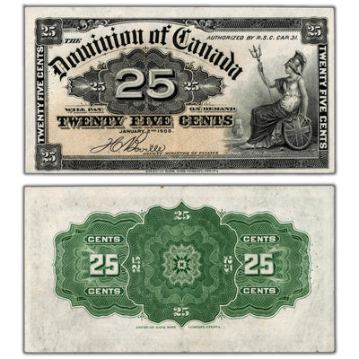 25 Cents 1900 Dominion of Canada Note Shinplaster Boville DC-15b - AU (pinholes)
