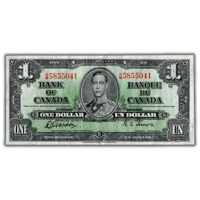 $1 1937 Bank of Canada Note Gordon-Towers H/M Prefix BC-21c - VF/EF