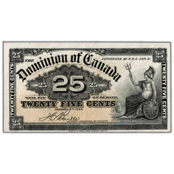 25 Cents 1900 Dominion of Canada Note Shinplaster Boville DC-15b - AU (pinholes)
