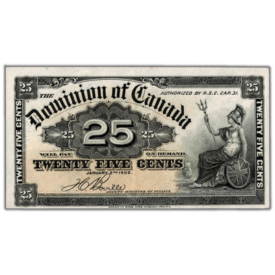 25 Cents 1900 Dominion of Canada Note Shinplaster Boville DC-15b - AU (pinholes)
