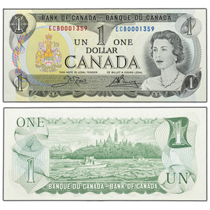 SOLD $1 1973 Bank of Canada Note ECB Prefix BC-46b - Lower Serial #1359
