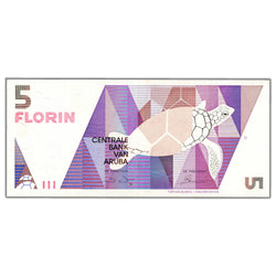 SOLD Aruba 1990 5 Five Florin Note P #6 - EF