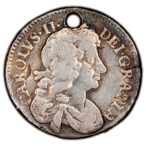 SOLD Great Britain 1679 4d Four Pence Silver Coin - Holed