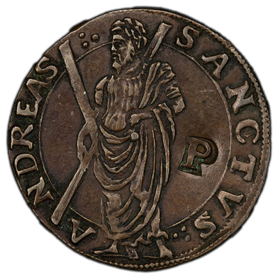 Low Countries Brabant 1546 Jeton St. Andrew 23mm 3.32gr 'P' Counterstamp