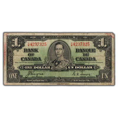 $1 1937 Bank of Canada Note Coyne-Towers S/M Prefix BC-21d - Near Radar Serial