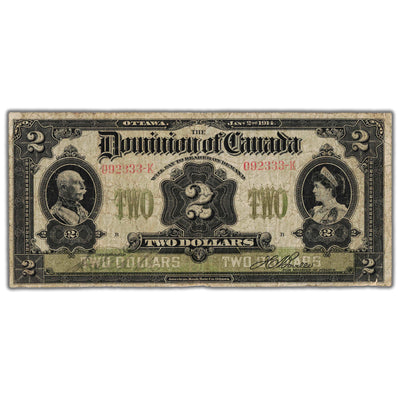 SOLD $2 1914 Dominion of Canada Note Series K DC-22a-i