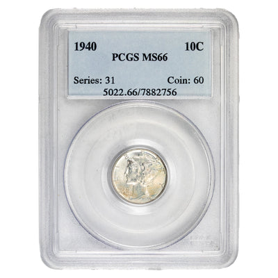 United States 1940 10 Cents Mercury Dime Silver Coin - PCGS MS-66