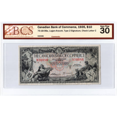$10 1935 Canadian Bank of Commerce Canada Chartered Note #75-18-08a - BCS VF-30