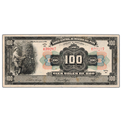 Peru 1941 100 Soles de Oro Note P #69Aa - VF