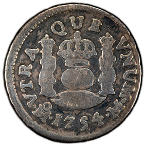 SOLD Mexico 1754 1/2 Half Real Silver Coin